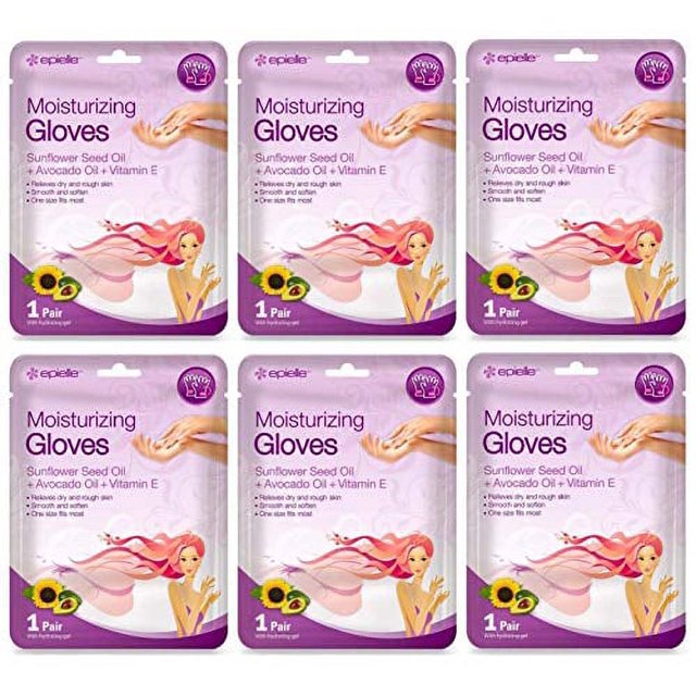 Epielle Moisturizing Hand Masks (Gloves 6pk) for Dry Hands Spa Masks Sunflower Seed Oil