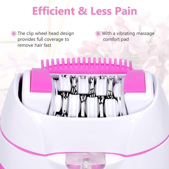 Epilator for Women, Smooth Glide Epilator Facial Hair Remover for Women with 2 Speed & LED Light, Electric Facial Hair Removal Suitable for Face, Bikini Areas, Underarms, Arms, Legs