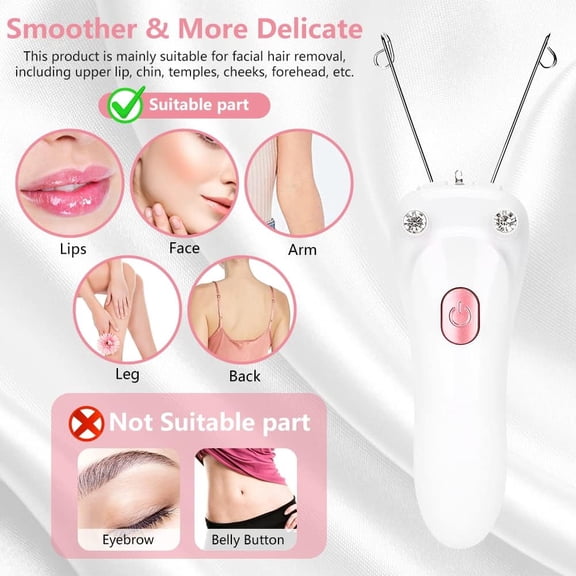 Epilators Hair Removal for Women,Electric Facial Threading Hair Removal,Rechargeable Electric USB Hair Removal Machine with Threading Face Epilator for Fine Hairs on Face, Chin, Upper Lip, Body (Pink)