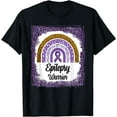 thumbnail image 1 of Epilepsy Awareness Bleached Rainbow leopard Purple Ribbon T-Shirt, 1 of 2