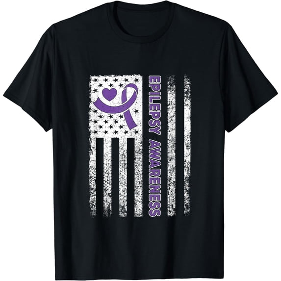 Epilepsy Awareness Flag Purple Ribbon Epilepsy Warrior T-Shirt