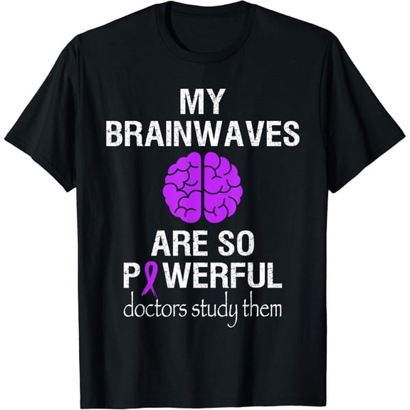 Epilepsy Awareness Month Brainwaves Are So Powerful Purple T-Shirt mens t shirt，black，women，funny，misfits，men，journey