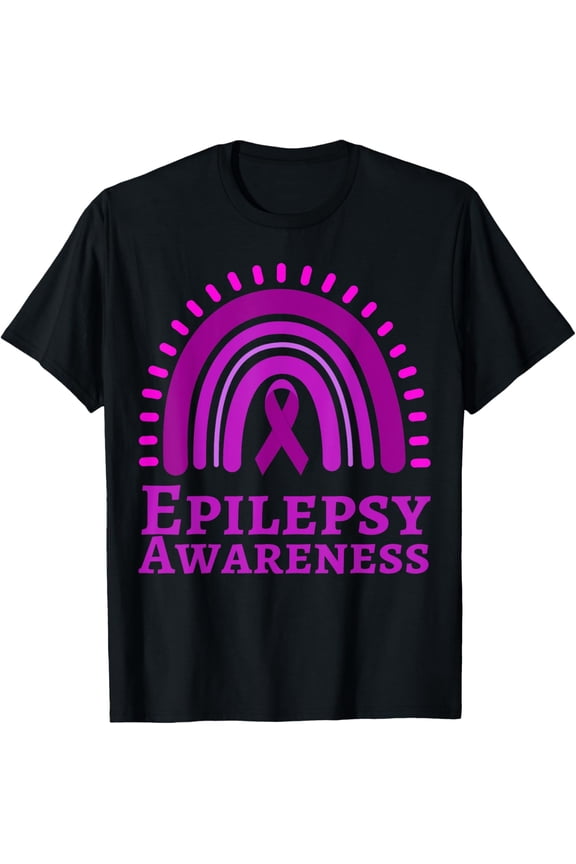 Epilepsy Awareness Rainbow Purple Ribbon T-Shirt