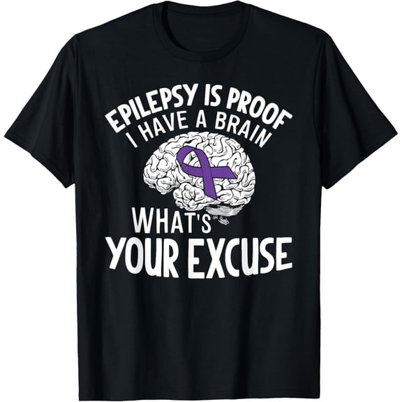 Epilepsy Awareness Shirt Purple Ribbon Brain Graphic Funny Sarcastic Warrior Support Men Women Unisex Graphic Tee