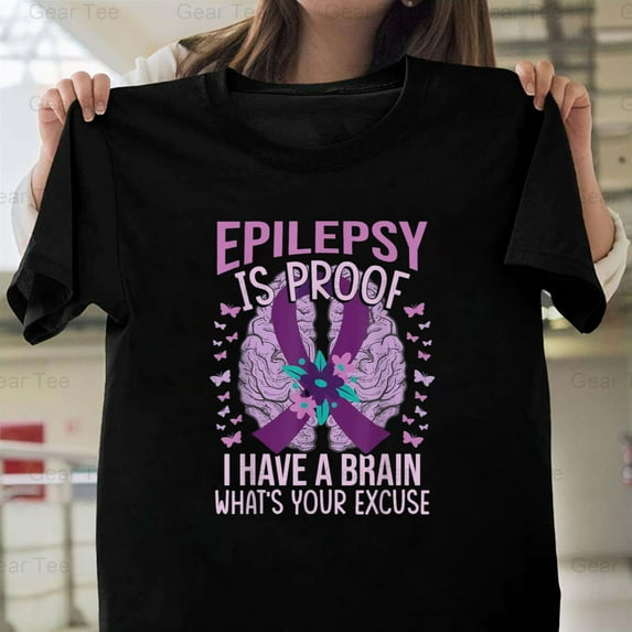 Epilepsy, Brain, Awareness, Funny, Epilepsy Proof, Support, Ribbon, Fight, Hope, Gift T-Shirt Unisex, up to 5XL