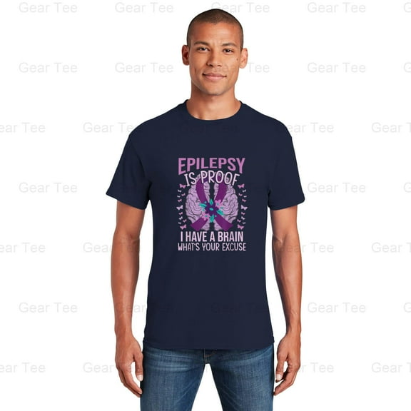 Epilepsy, Brain, Awareness, Funny, Epilepsy Proof, Support, Ribbon, Fight, Hope, Gift T-Shirt Unisex, up to 5XL