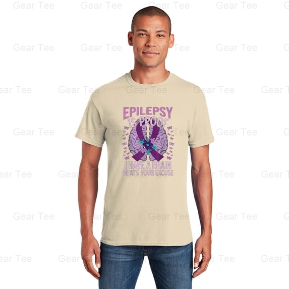 Epilepsy, Brain, Awareness, Funny, Epilepsy Proof, Support, Ribbon, Fight, Hope, Gift T-Shirt Unisex, up to 5XL
