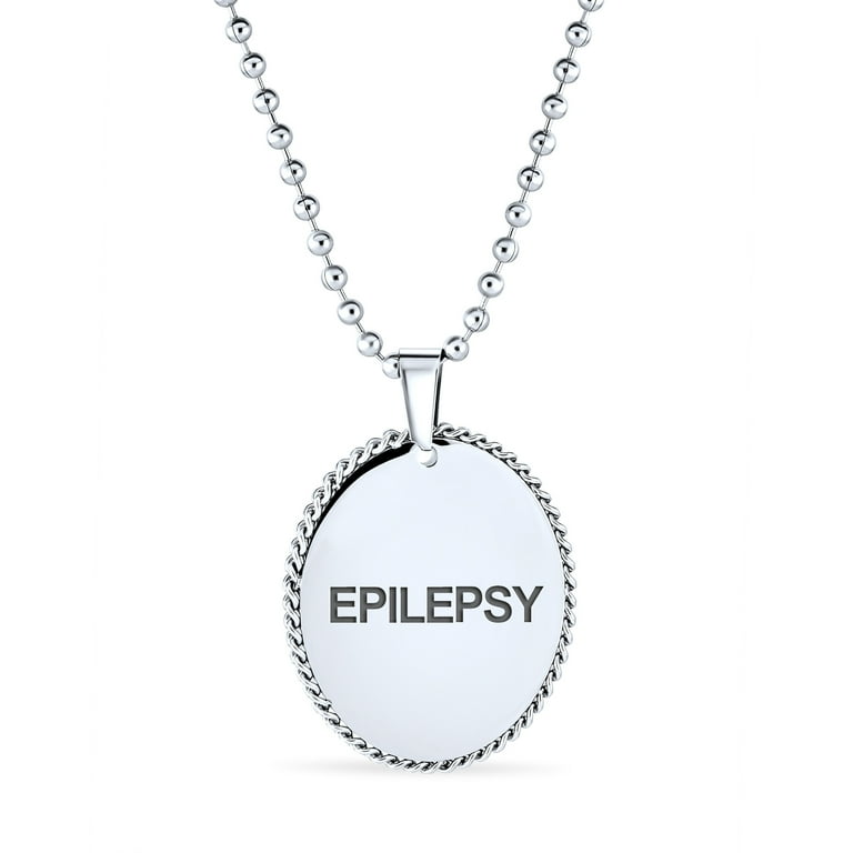 Epilepsy Medical Alert Id Dog Oval Rope Tag Pendant Necklace