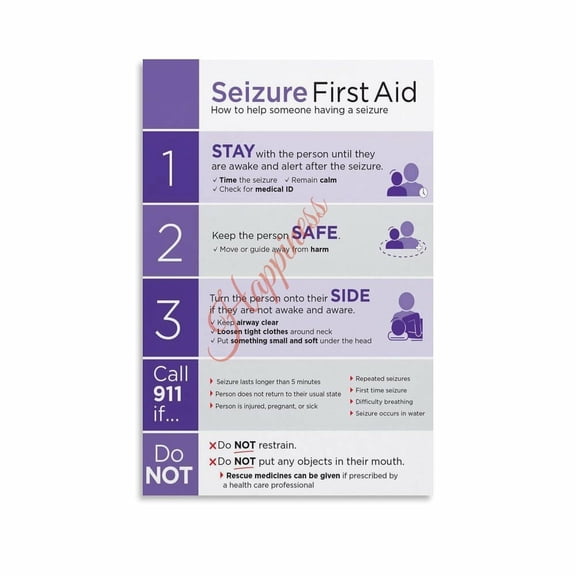 Epilepsy Seizure First Aid Steps Infographic Safety Reference Chart Poster Canvas for Living Room Bedroom Decor poster