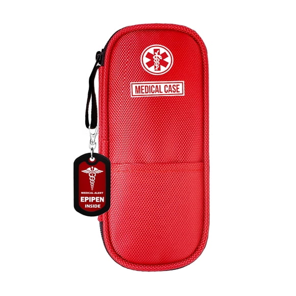 Epipen Carry Case Waterproof Insulated Travel Medication Organizer Bag with A Epipen Zipper Pull Bag Tag
