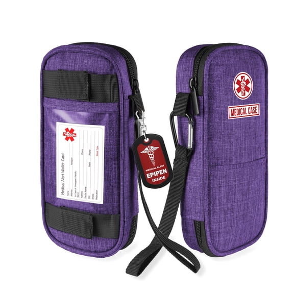 Epipen Carry Case Waterproof Insulated Travel Medication Organizer Bag with A Epipen Zipper Pull Bag Tag