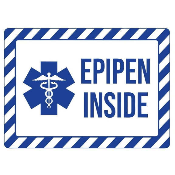 Epipen Inside Safety Sign Metal Wall Sign Size: 8 x 12 Inch