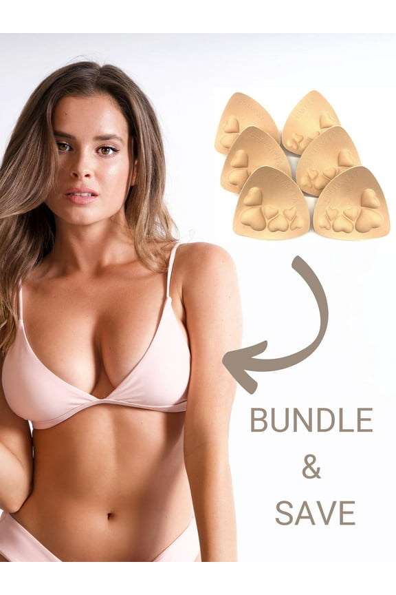 Women's Push Up Padding Inserts for Swimsuits Bundle Pack, Sports Bras & Tops - 3 Sets, C Cup