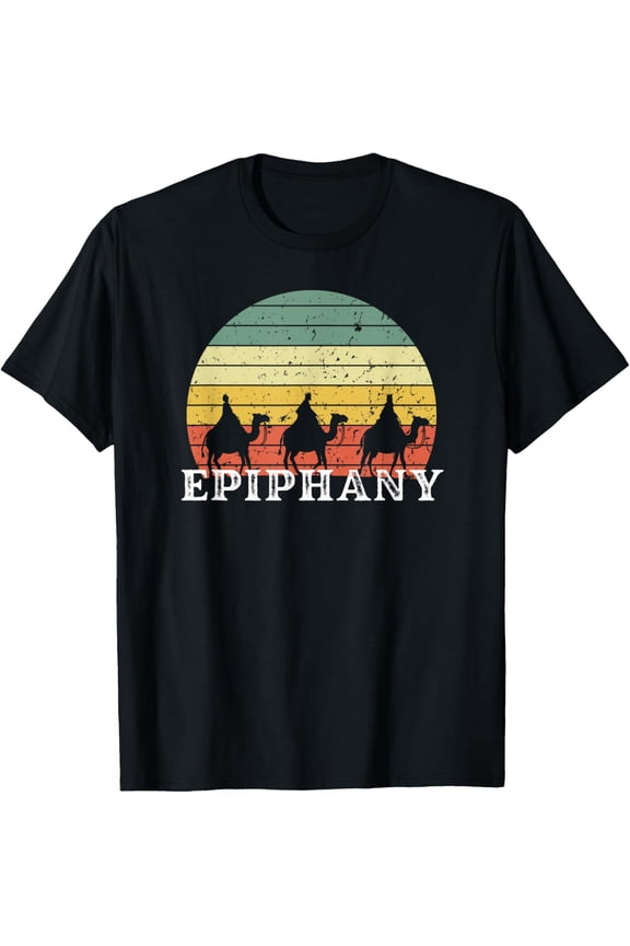 Epiphany season Christian Three Wise Men 3 Kings day retro T-ShirtMen and women, Black T-shirt, size: Extra large