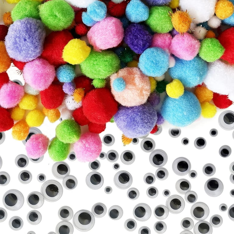 Incraftables 1500 Pcs Pom Poms With Googly Eyes Colored Cotton