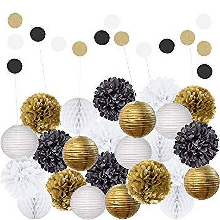 EpiqueOne 22pc Black, White, and Gold Decorative Party Decoration