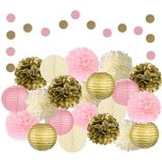 EpiqueOne 22-Pieces Party Decoration Kit for Special Occasions Pink, Ivory, Gold