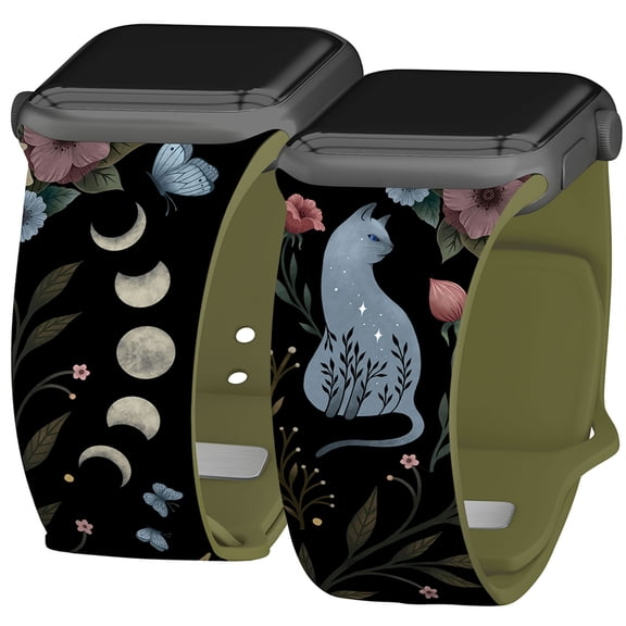 Episodic Drawing Enchanted Collection HD Watch Band for Apple Watch - 38/40/41mm(42mm Series 10/11) Short Lunar Cat) by Affinity Bands