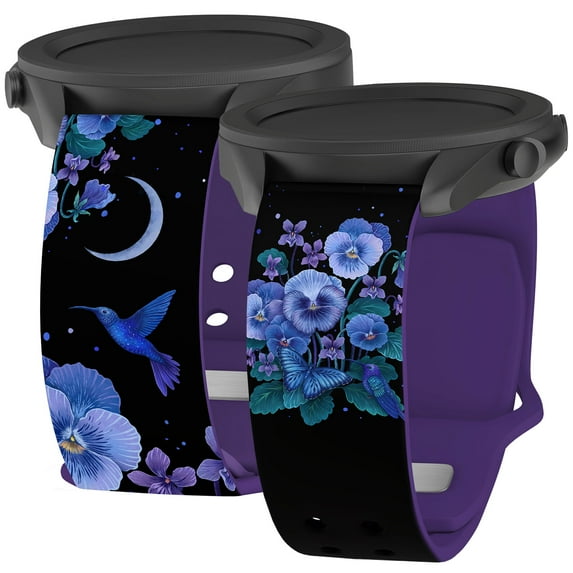Episodic Drawing Enchanted Collection HD Unisex Watch Band for Samsung Galaxy Watch (22mm Short Violet Flowers) by Affinity Bands