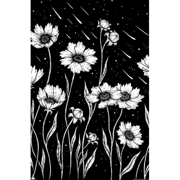 Episodic Drawing - Midnight Golden Waves Wall Poster, 14.725" x 22.375"