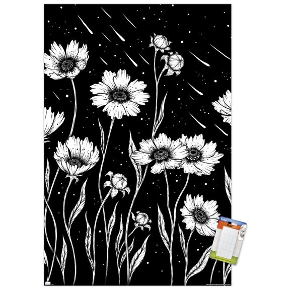 Episodic Drawing - Midnight Golden Waves Wall Poster, 22.375" x 34"