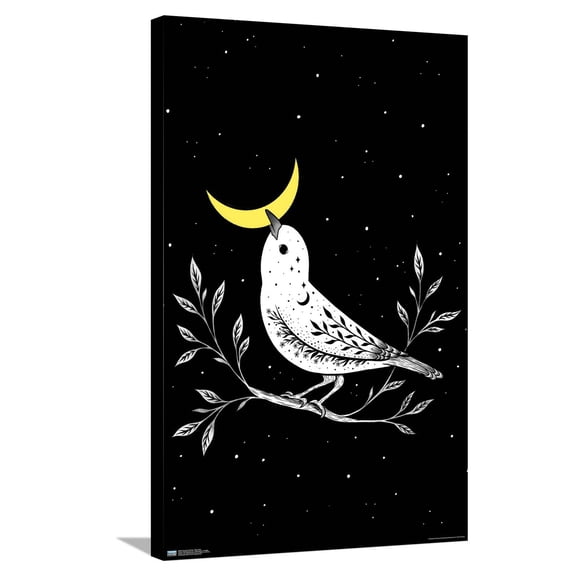 Episodic Drawing - Moon Bird Canvas Wall Poster, 22.375" x 34"