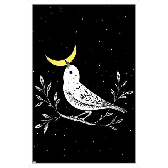 Episodic Drawing - Moon Bird Wall Poster, 22.375" x 34" Framed