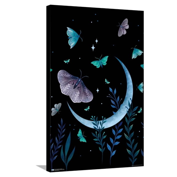 Episodic Drawing - Moth Garden Canvas Wall Poster, 22.375" x 34"