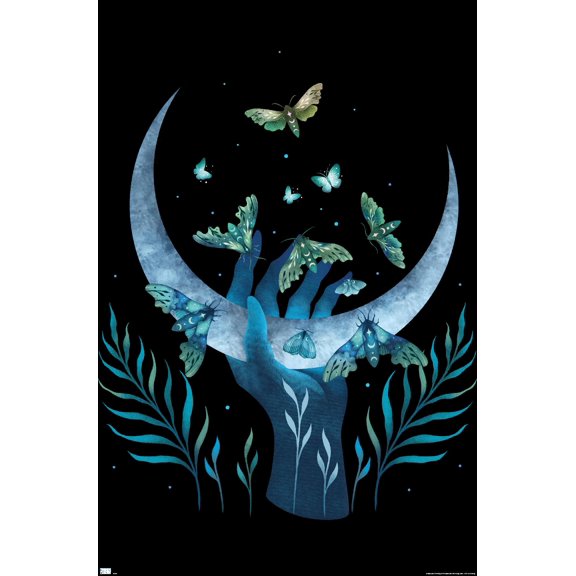Episodic Drawing - Moth Hand Wall Poster, 14.725" x 22.375"
