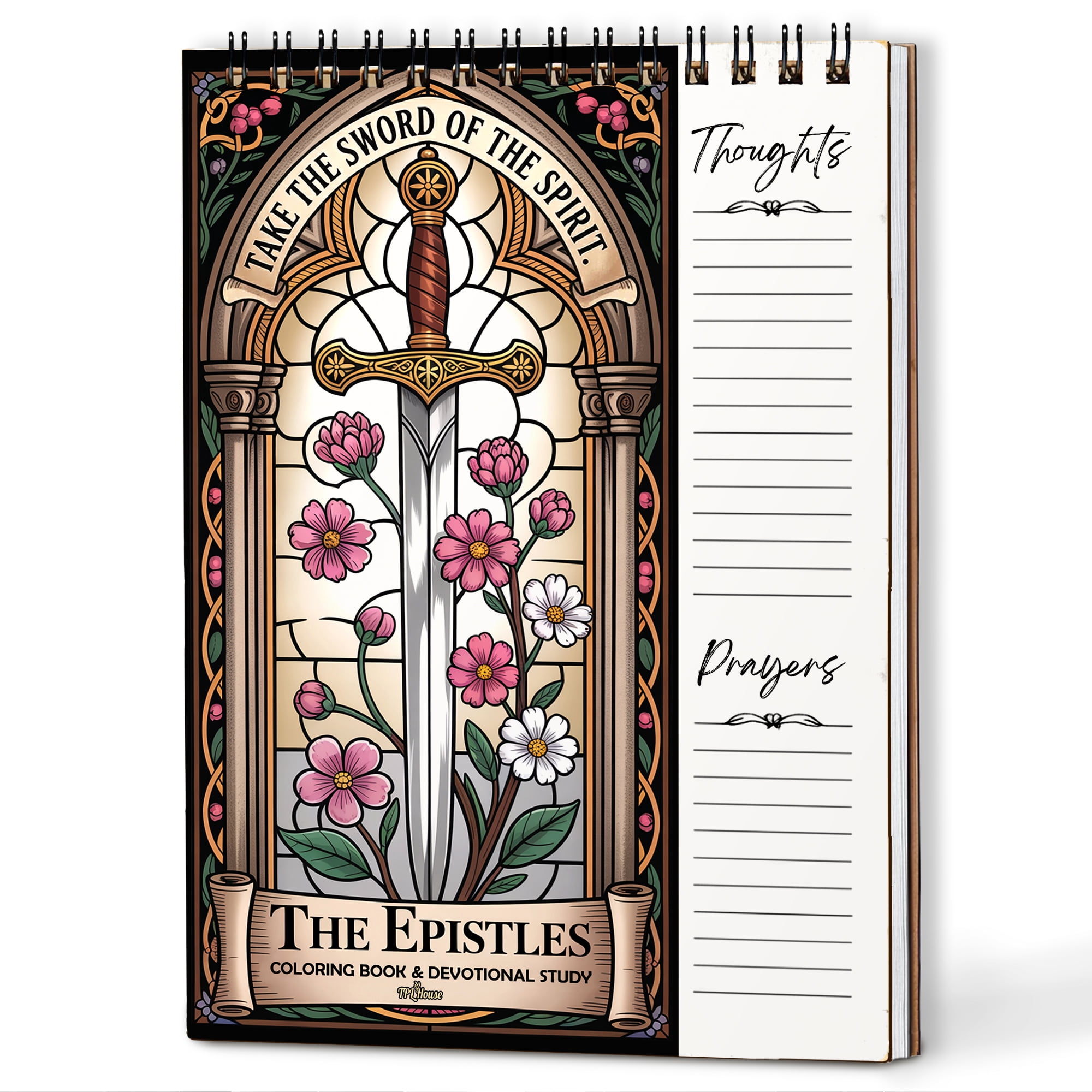 The Epistles Coloring Book for Adults, 30 Minimalist Scripture Art Pages with Reflection & Prayer Space, Spiral Bound, A4 or A5 Softcover or Wood Cover