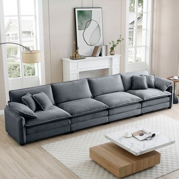 Epitome of Comfort | Corduroy 4 Seater Sofa with Soft Fabric and Comfort Features