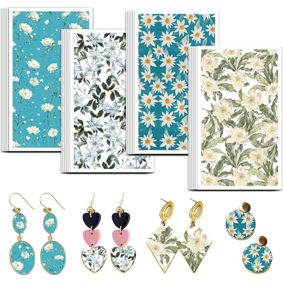 Epiyllum Pattern Clay Transfer Paper - 24 Pcs - Flower Theme - Polymer Clay Transfer Sheets - Jewelry Making 1set