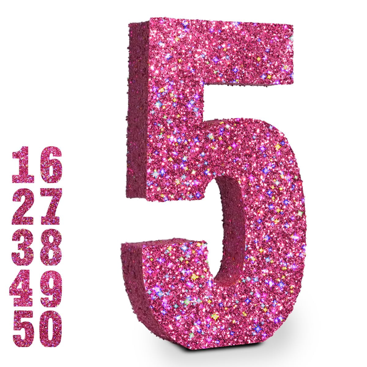 Eploger 10 Inch Pink ZS23 Glitter Number Sign 5 Birthday Decorations ...