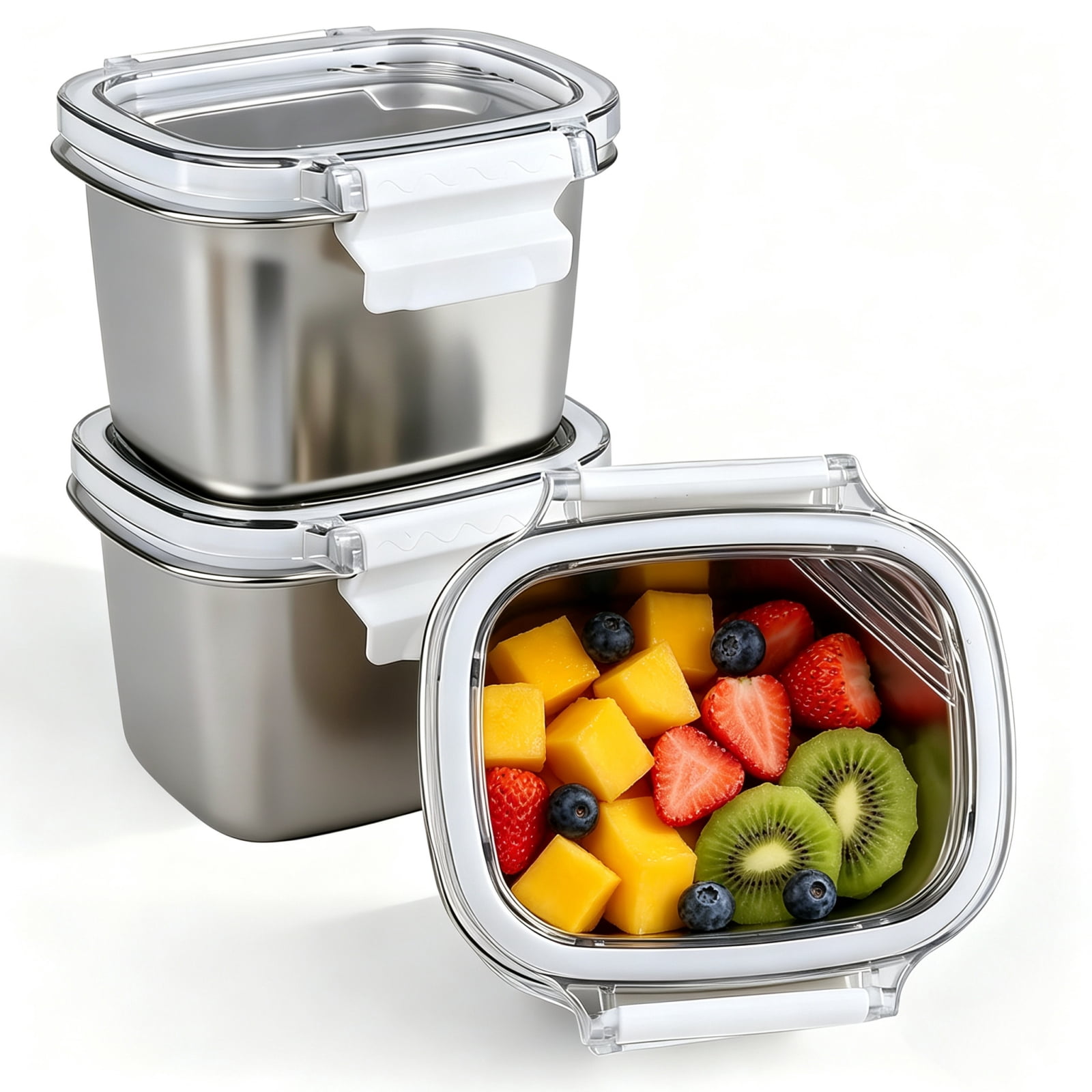 Eplumivor 3 Pack Stainless Steel Containers with Lids, 15.2 oz ...