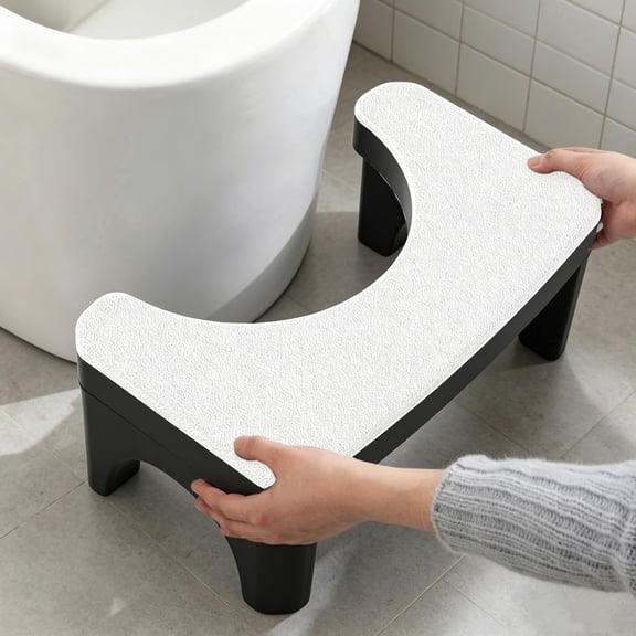Eplumivor Bathroom Foldable Poop Adult White, 7 Inch Assistance Step Massage Soles of The Feet Toilet Step Stool, Suitable for Shower, Study, Living Room