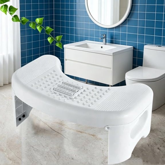 Eplumivor Bathroom Foldable Poop Adult White, 7 Inch Assistance Step Massage Soles of The Feet Toilet Step Stool, Suitable for Shower, Study, Living Room