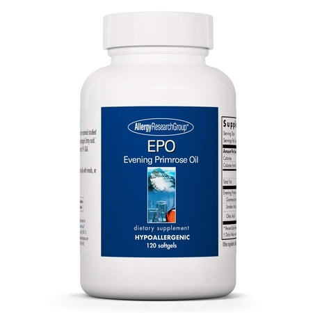 Allergy Research Group EPO - Evening Primrose Oil for Men & Women, For Dry Eyes, Omega-6, GLA Gamma-Linolenic Acid, 500mg Supplement - 120 Count