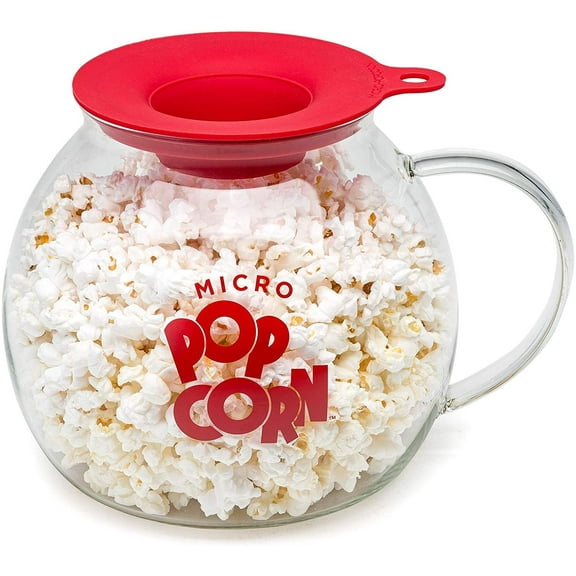 Original Microwave Micro-Pop Popcorn Popper, Borosilicate Glass, 3-in-1 Silicone Lid, Dishwasher Safe, BPA Free, 3 Quart