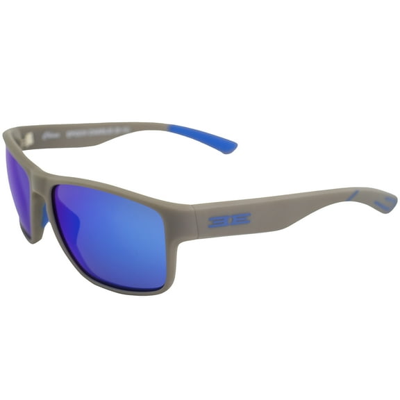 Epoch Eyewear Charlie Sport Motorcycle Sunglasses Grey Frame with Blue Mirror Polarized Lens