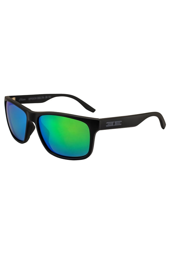 Delta Arkansas Polarized Sunglasses for Men or Women Black Frame w/Polarized Green Mirror Lens