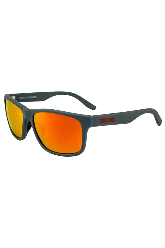 Delta Colorado Sunglasses For Men or Women Dark Grey Frame w/Polarized Red Mirror Lens