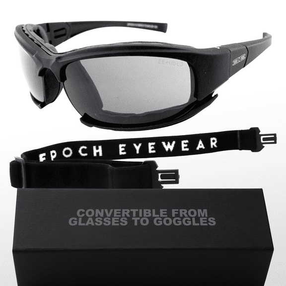 Epoch Lacrosse Hybrid Motorcycle Sunglasses Black Frames Smoke Lens ANSI Z87.1+