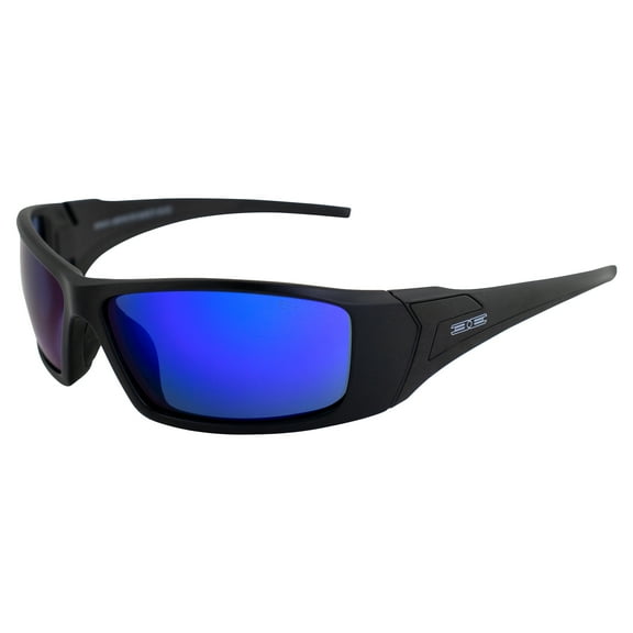 Epoch Eyewear Liberator Sport Motorcycle Sunglasses Black Frame Blue Mirror Lens