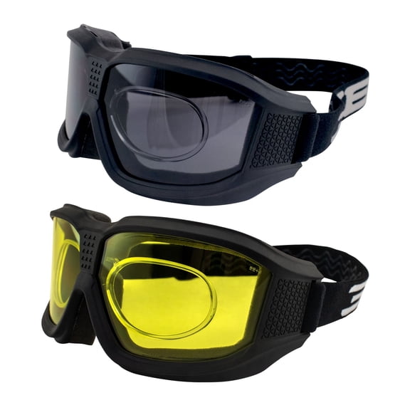 Epoch Eyewear Luca Over The Glasses Motorcycle Goggles Biker Anti-Fog Yellow & Smoke Lenses ANSI Z87.1 Safety Rated