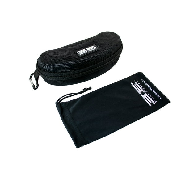 Epoch Eyewear Premium Zippered Hard Sunglasses Case and Microfiber Pouch Classic Black