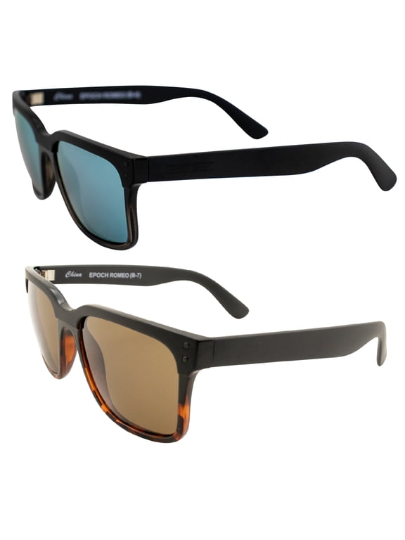 Romeo Polarized Sport Motorcycle Sunglasses 2 Pair Black w/Hydrophobic Smoke Lens & Tortoise w/Hydrophobic Brown Lens