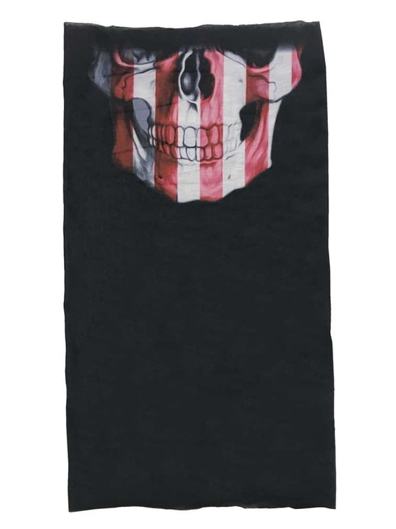 Skull USA Flag Motif Patriotic Neck Gaiter Face Mask Headband