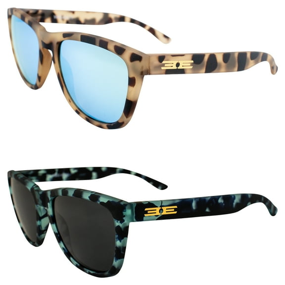 Epoch Eyewear Vibe Polarized Sunglasses Women Men 2 Pairs Cream Demi w/Teal Mirror Lens & Blue Demi w/Smoke Flash Mirror Lens