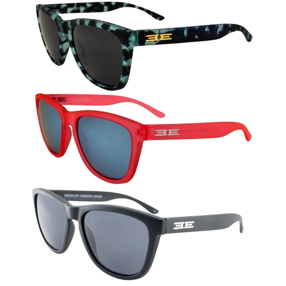 Epoch Eyewear Vibe Polarized Sunglasses Women Men 3 Pairs Blue Demi w/Smoke Flash Mirror Lens Pink w/Blue Mirror Lens & Black w/Smoke Lens