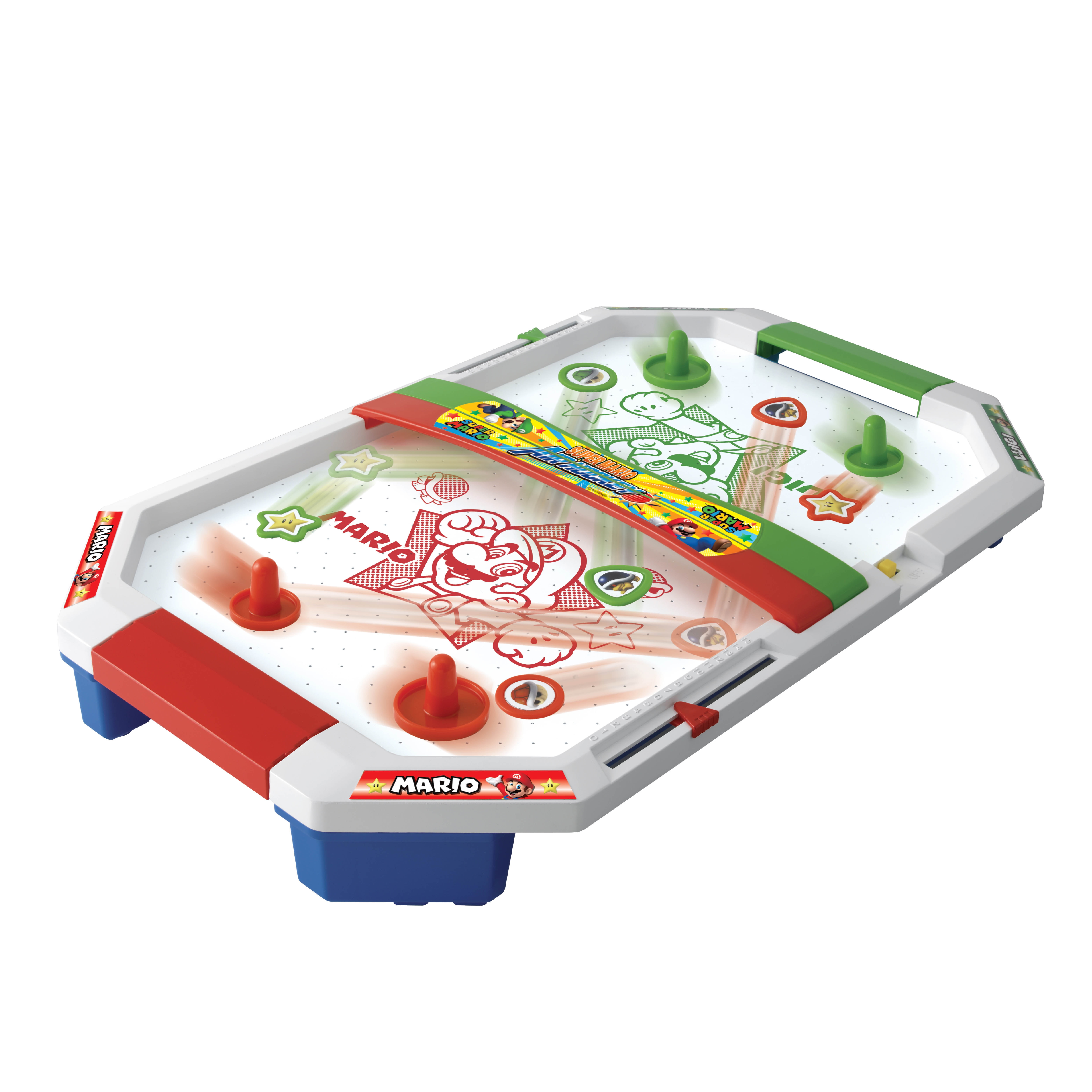 Epoch Games Super Mario Air Hockey, Tabletop Skill and Action Game with Collectible Super Mario Action Figures